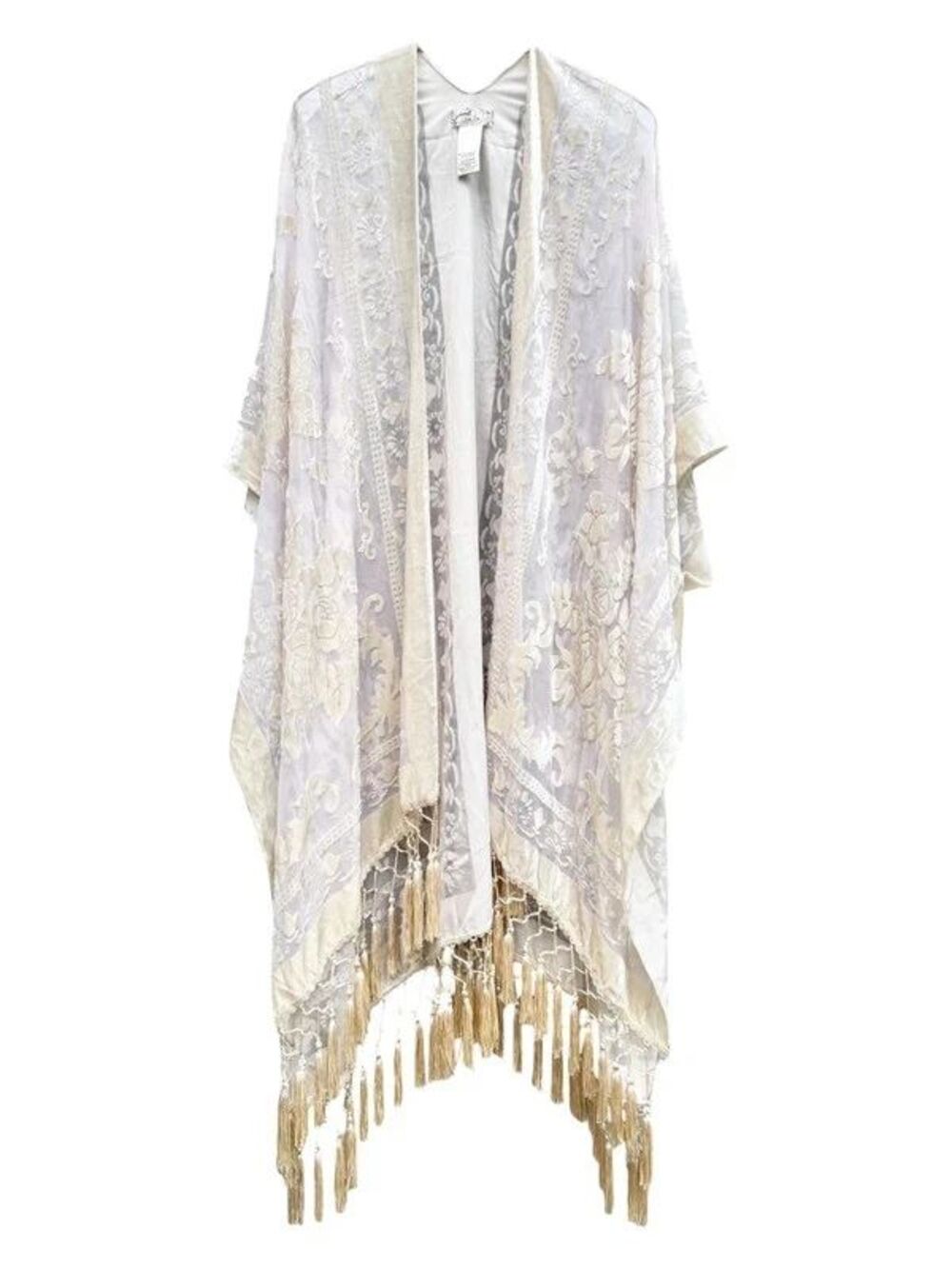 Boho Romantic Fairycore Free People Nightbird Kimono Champagne NWOT